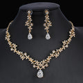 Buy Golden Zircon Jewelry Set Bridal Necklace Earrings Wedding Two-piece Set